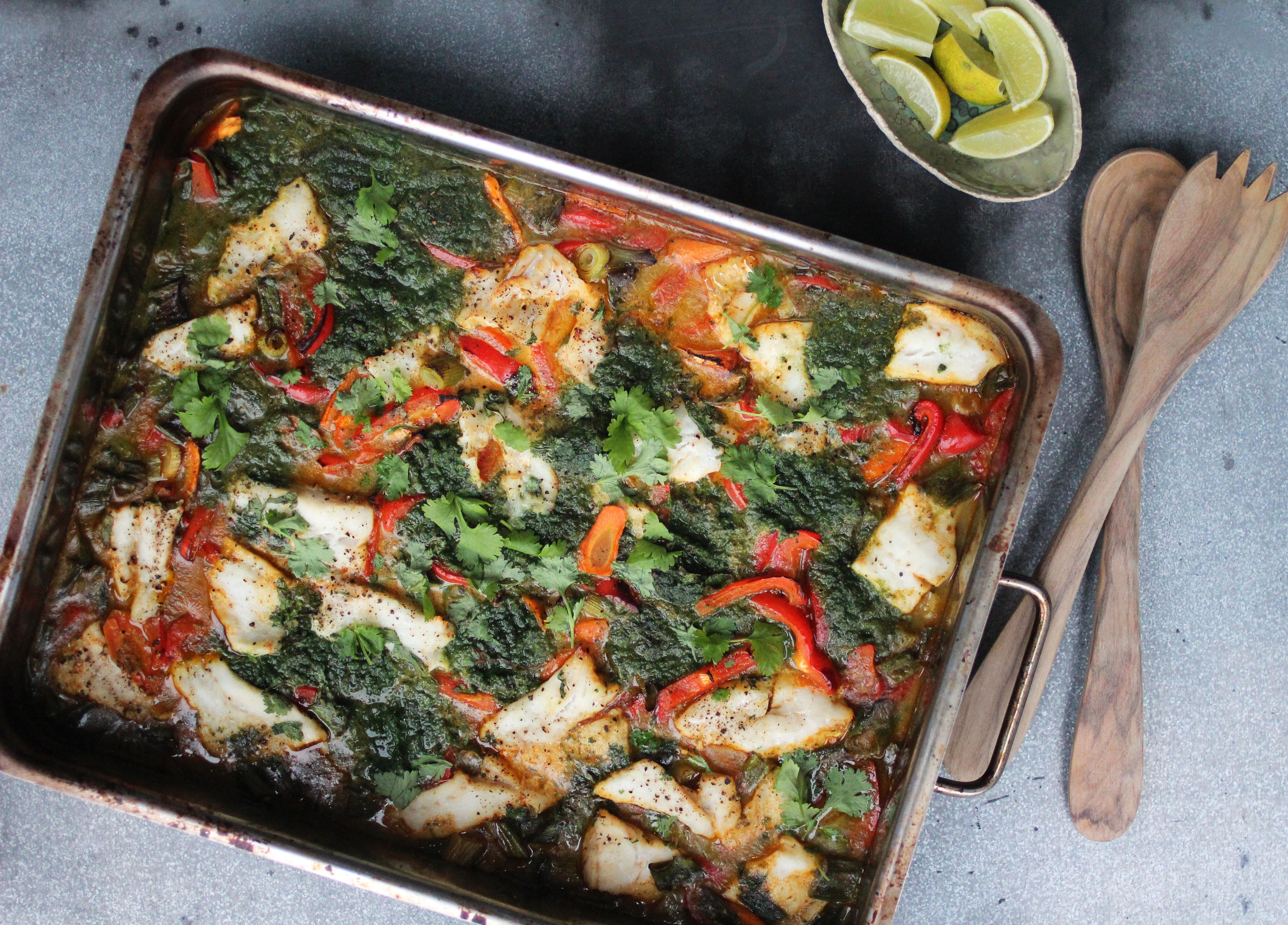 Oven baked Thai curry with cod and coconut milk