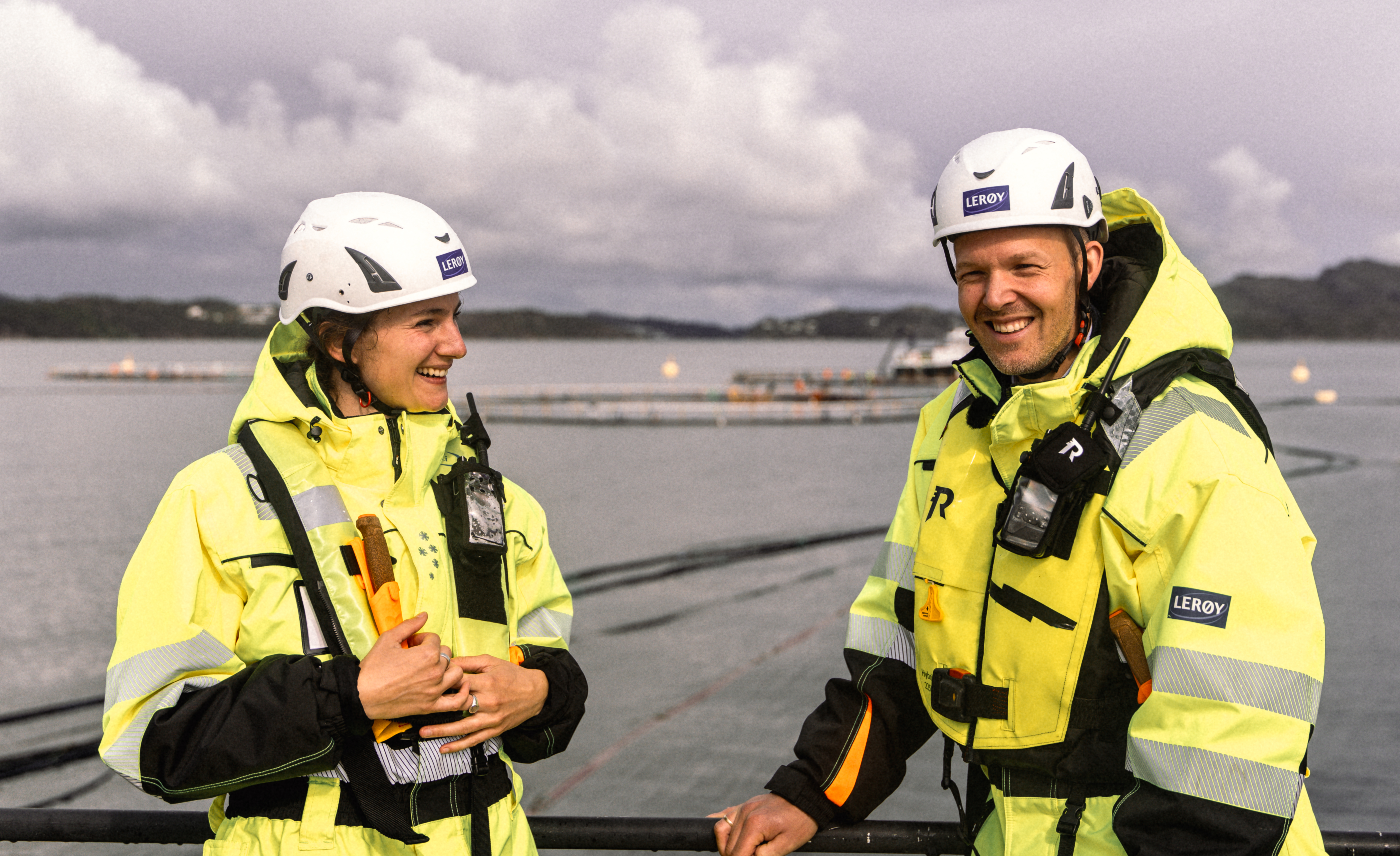 Lerøy employees at aquaculture facility