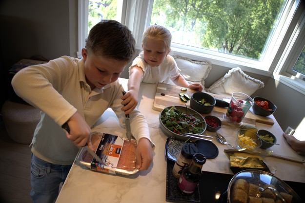 Sigurd and Johanna at the kitchen.