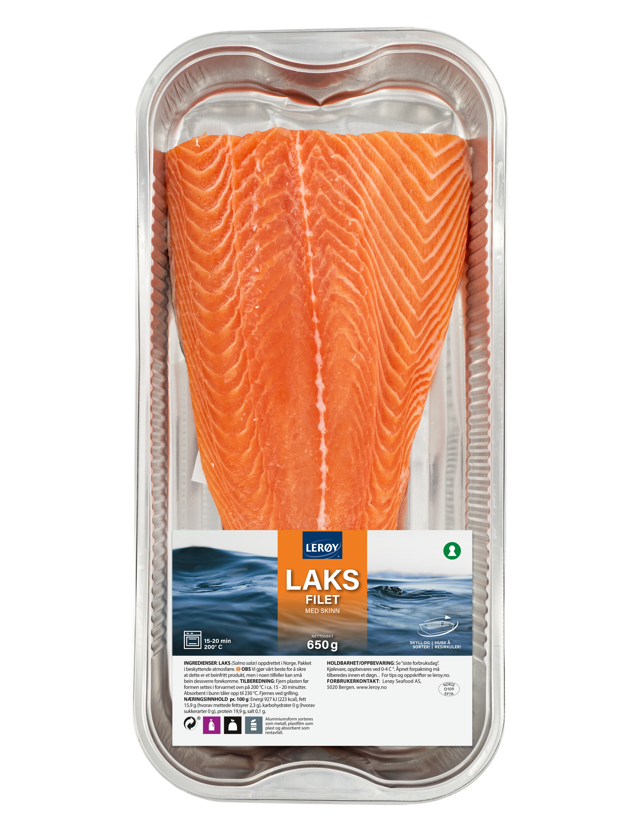 Laks naturell helside filet 650g