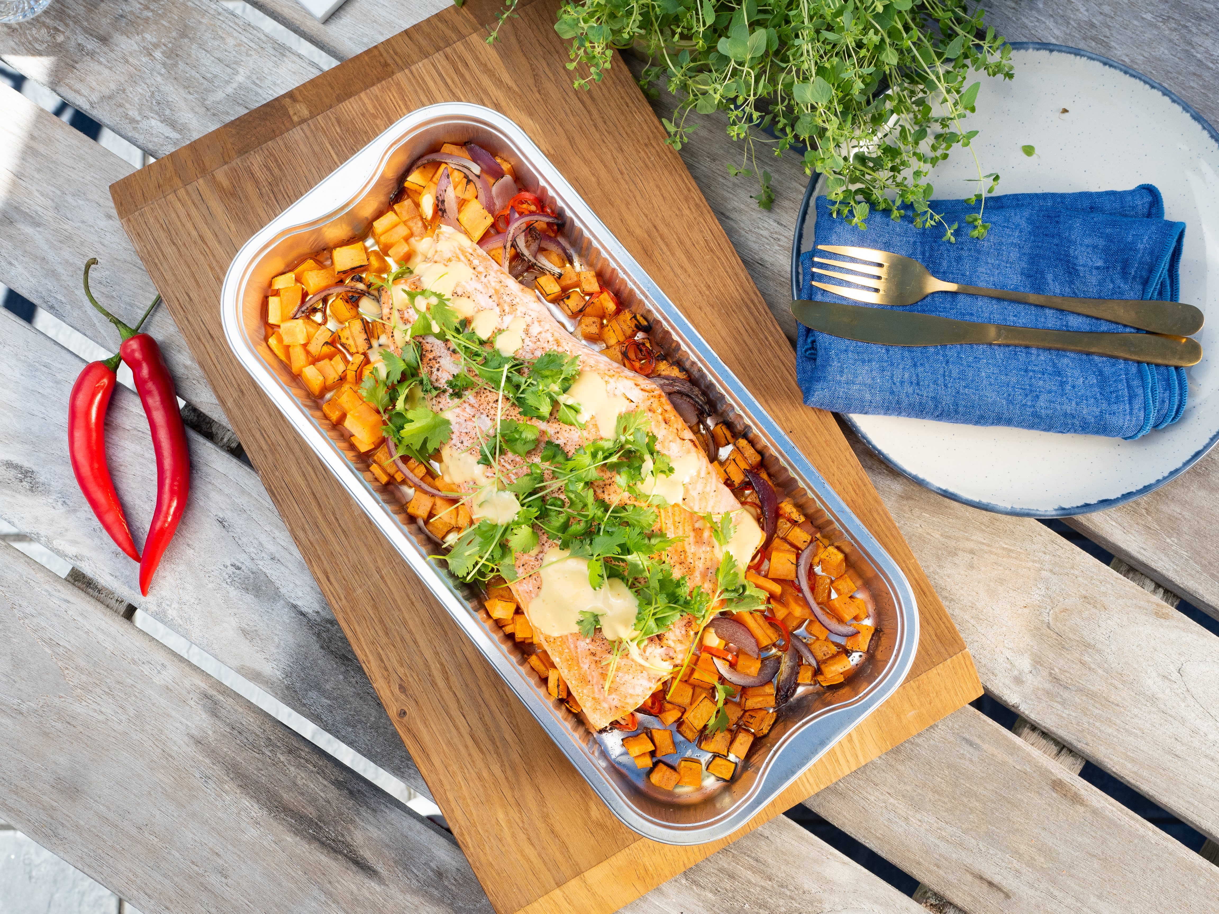 Ørretfilet og søtpotet i form 